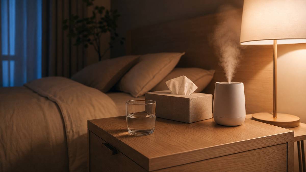 Table de nuit et chambre calme pour l’hygiène de sommeil