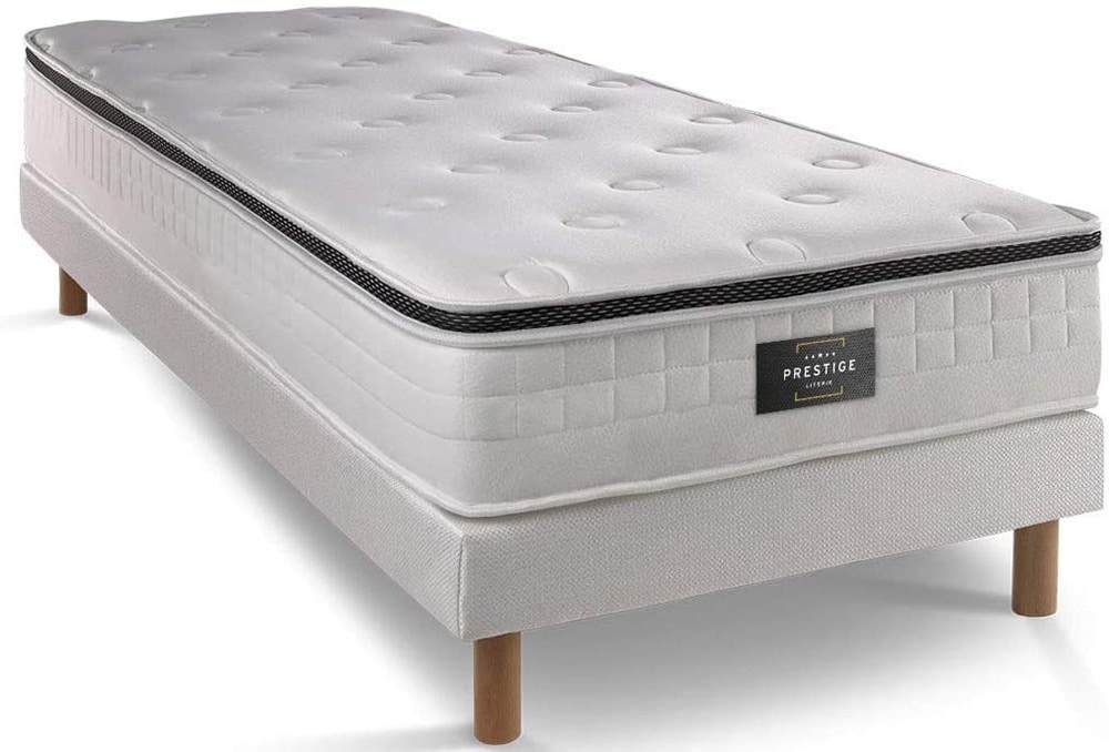 Sommier Tapissier Wyatt 160x200 Cm (2x80x200) - Bois Massif, Lattes Renforcées, Pieds Offerts - Fabriqué En France